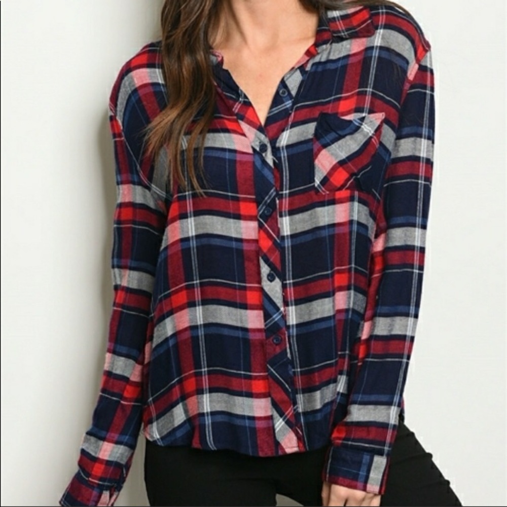 3/12$ Plaid Button Up, Size M - Picture 2 of 8